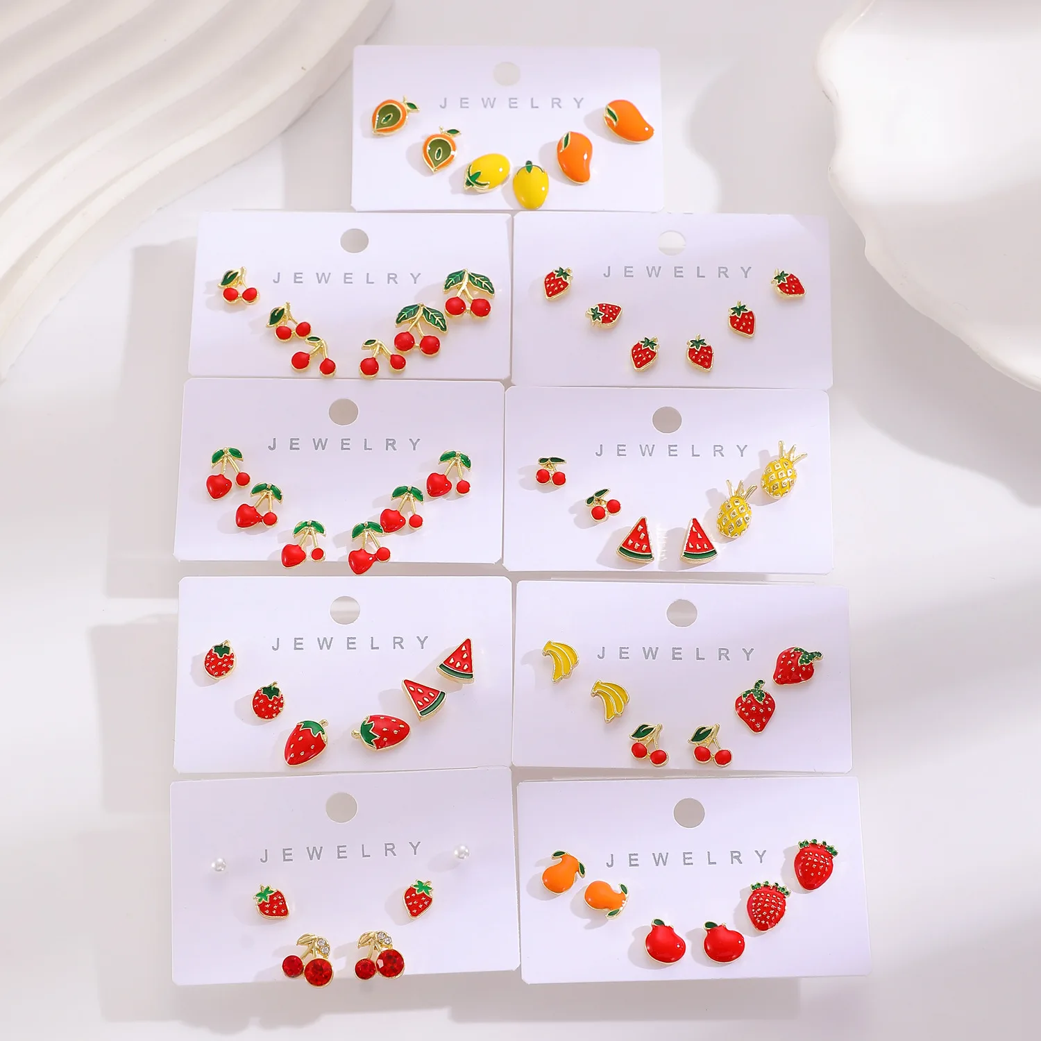 925 Silver Needle Korean Fashion Fruit Earrings For Women Jewelry 2026 Trending New Summer Apple Strawberry Cherry Earrings Set