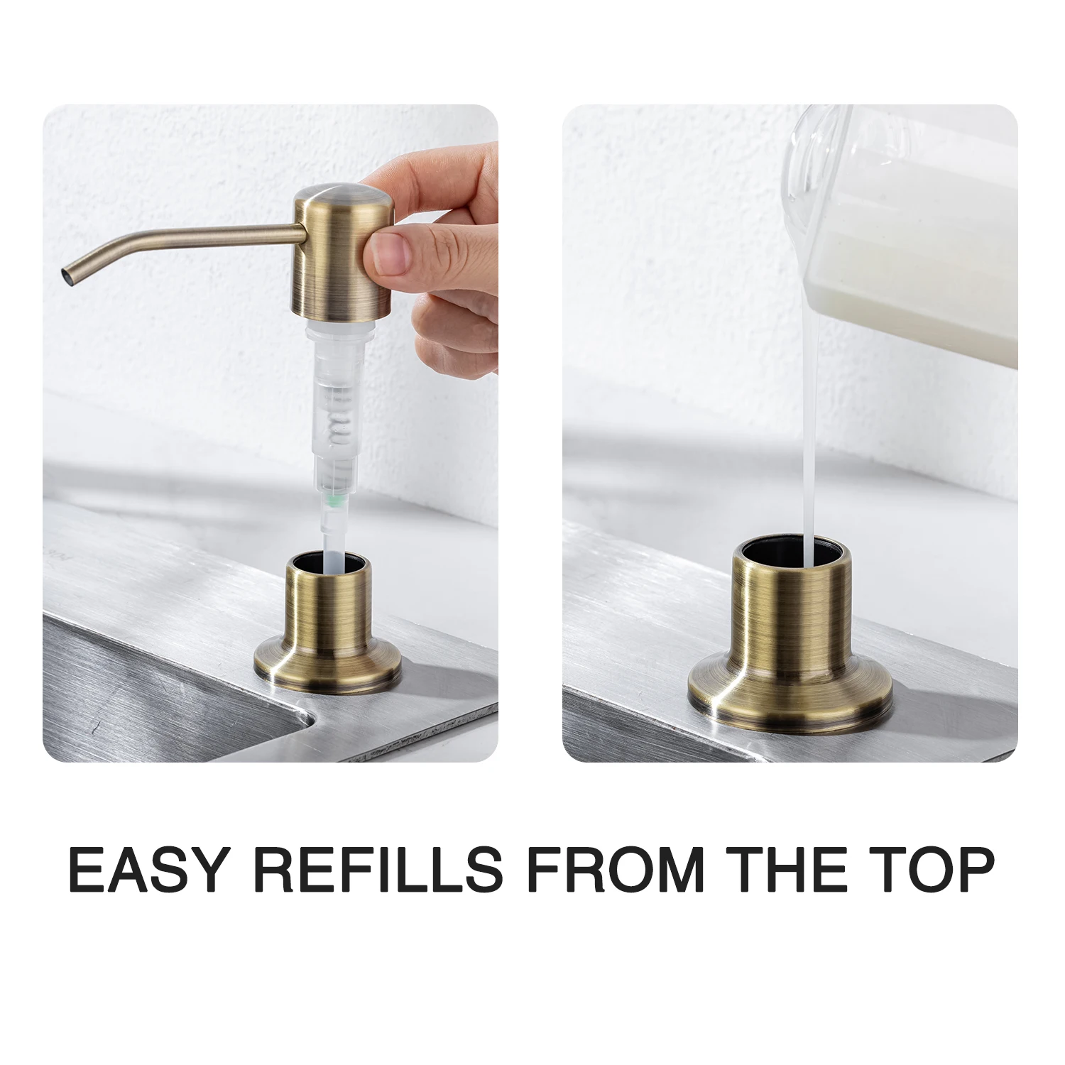 500ml 304 Stainless Steel Kitchen Sink Liquid Soap Dispenser Brushed Nickel Black Detergent Hand Pumps Dispenser Deck Mount