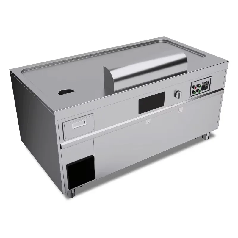 Commercial Teppanyaki Grill Built-in Exhaust System Stainless Steel Electric Induction Gas Brazier Baking Pan