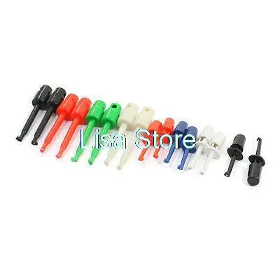 Colorful Plastic Covered Test Lead Single Hook Clip Clamp Probe 8 Pairs