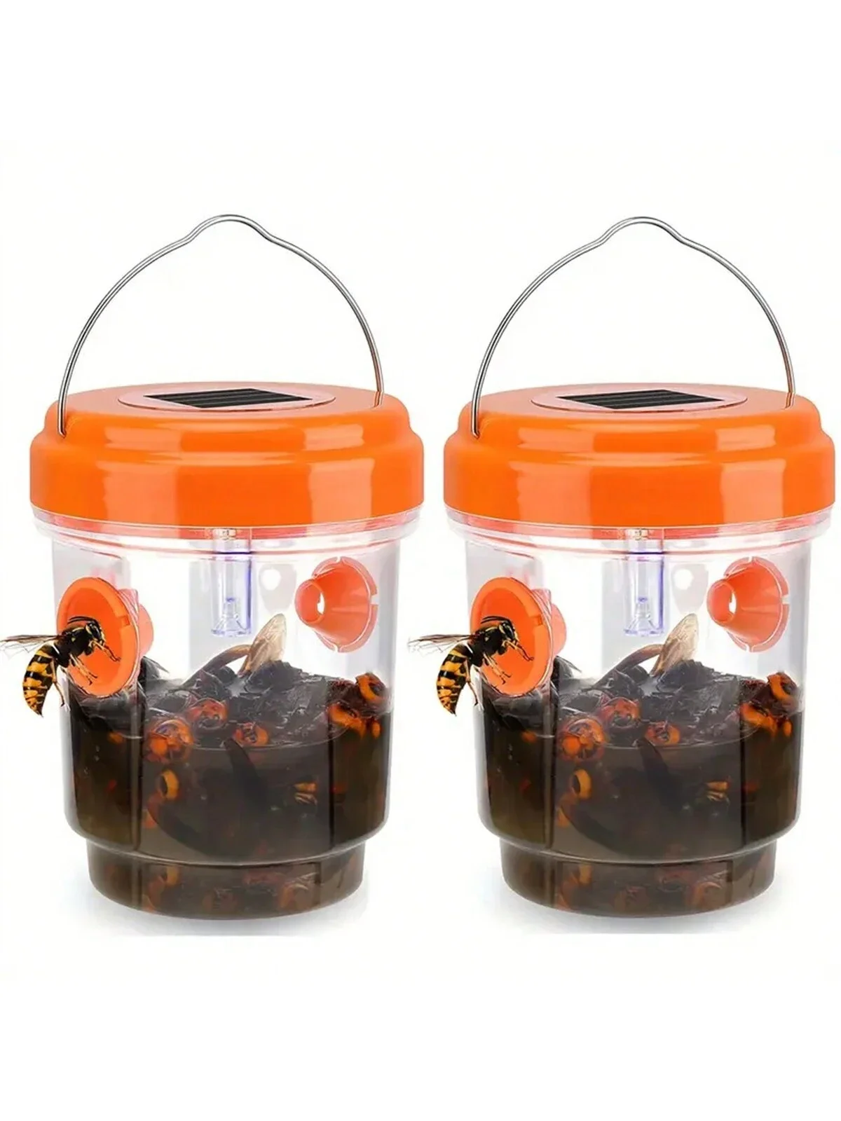 2 шт., уличная ловушка для насекомых на солнечной энергии, водонепроницаемая нетоксичная многоразовая портативная ловушка для пчел, привлекающая светодиодная ловушка для Tr