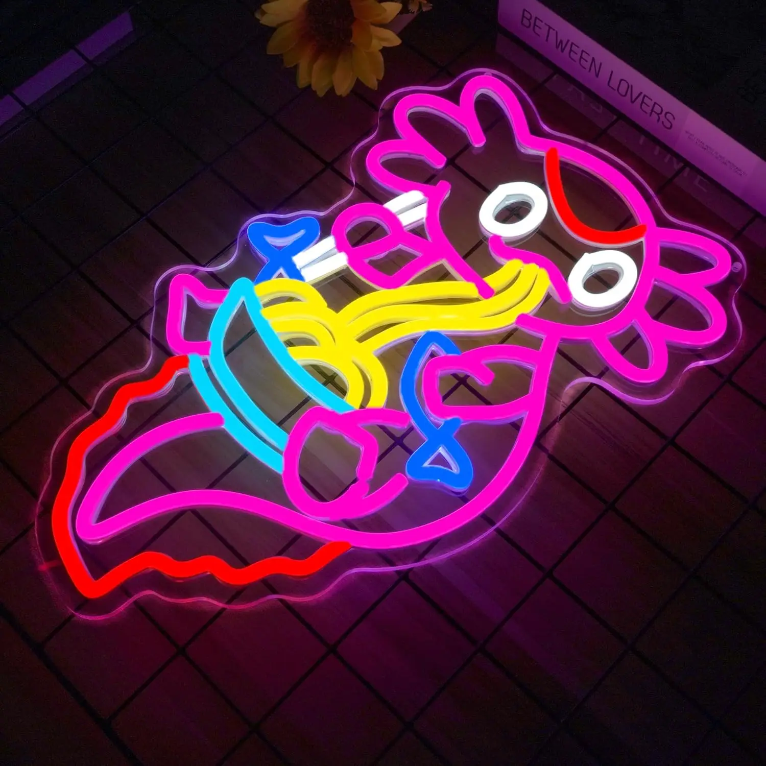 Axolotl رامين النيون لتزيين الحائط LED أنيمي النيون علامات لمطعم اليابان المنزل جدار الفن المطبخ Pu