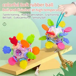 Baby Hand Ball Newborn Early Education Manhattan Grip Training Baby Rattle Gnawing Teether Rubber Ball Educational Children's To