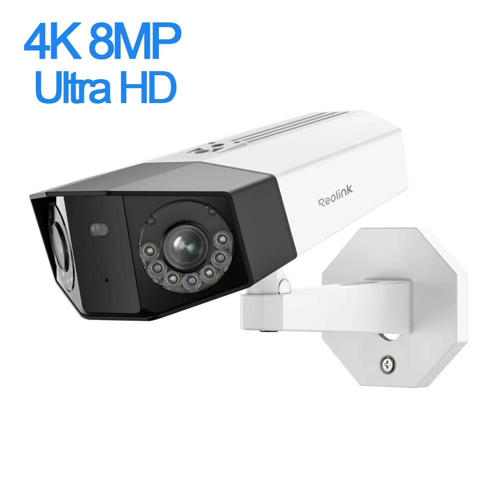 

Система видеонаблюдения REOLINK 4K 8MP PoE с углом обзора 180 градусов, двухлинзовая камера с функцией обнаружения людей/транспорта/животных, уличная IP-камера для дома
