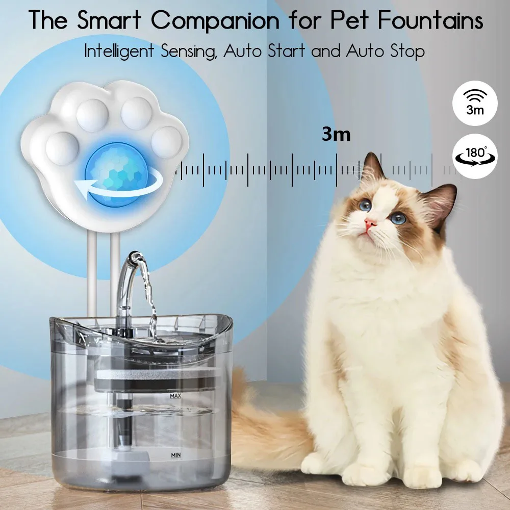 

Paw-shape Water Fountain Cats Motion Sensor For All Automatic Pet Water Dispenser with USB Interface PIR Water Fountain Cat Sens