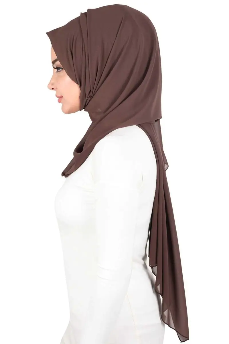 Chal Rectangular clásico de gasa marrón