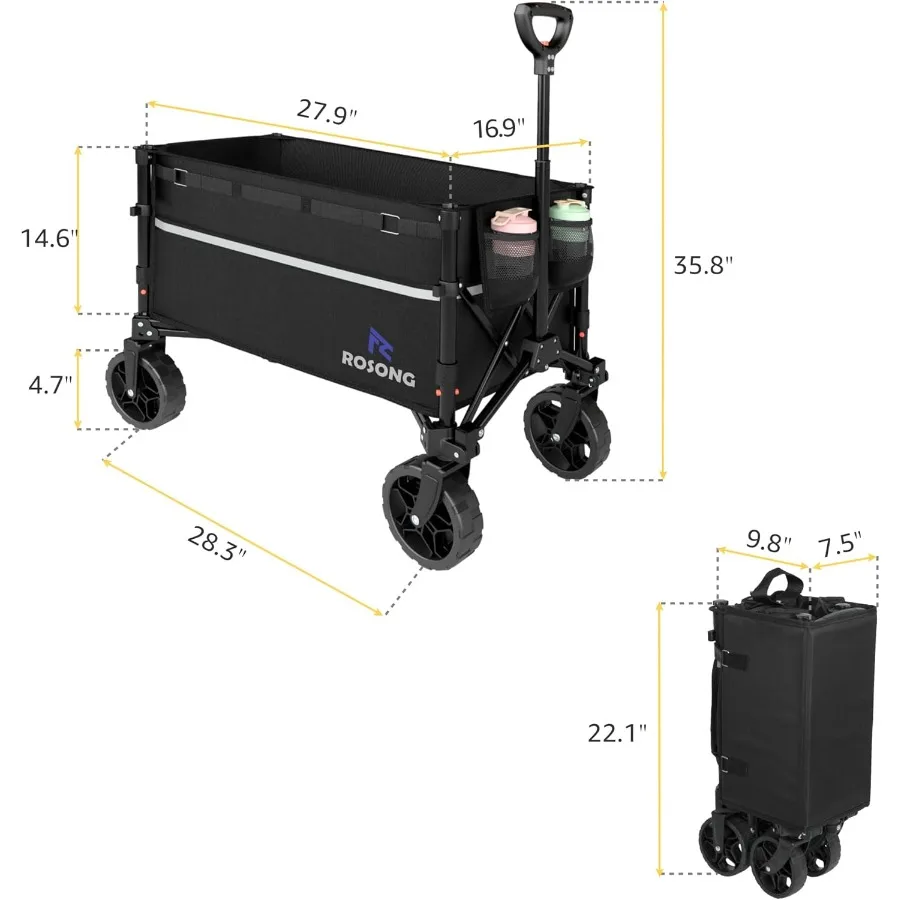 Складная тележка-тележка с колесами Складные складные универсальные сверхмощные тележки для продуктов Спортивный сад Покупки Кемпинг