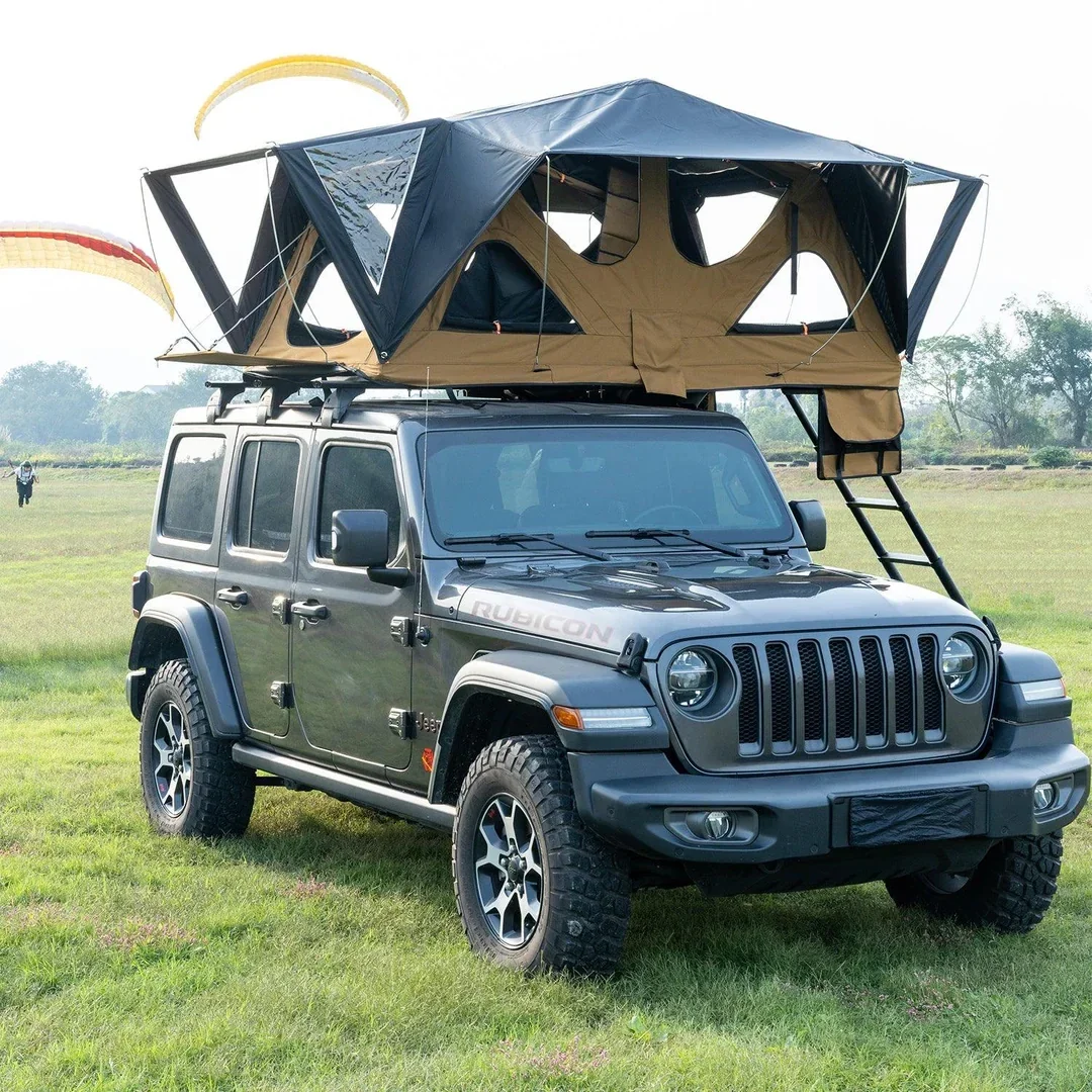 Camping Car Roof Tent Car Soft Shell Roof Tent Large Space Outdoor Off-Road Folding Roof Tent