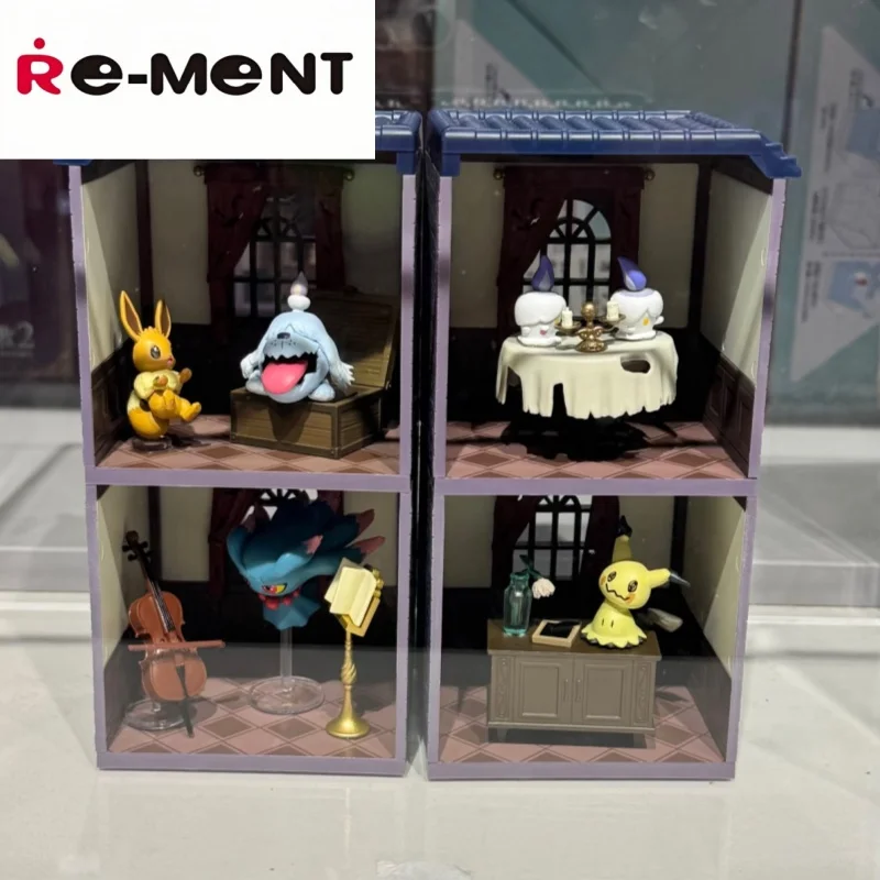 Em estoque re-ment genuíno pokemon meia-noite casa misteriosa 2 cena em miniatura coletar modelo de ação caixa cega presentes surpresa