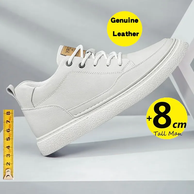 Men Sneakers Elevator Shoes Hidden Heels Hollow Board shoes Breathable Heightening 6CM 8CM Increase Casual Sports Height Shoes