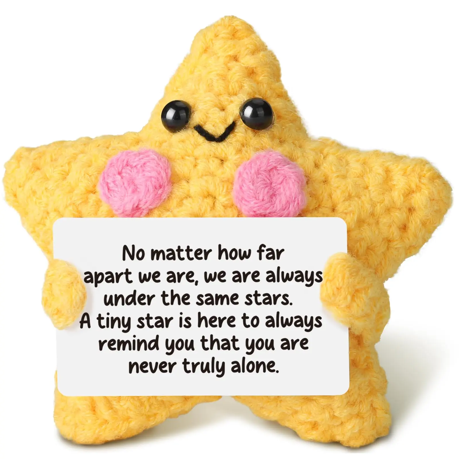 1 Piece Crochet Yellow Star Doll Friendship Gift, Emotional Comfort and Support Decoration, Plush Crochet Doll, Long-Distance Relationship Moving Farewell Gift, for Female Friends, Couples, Boyfriend, Girlfriend, Colleagues