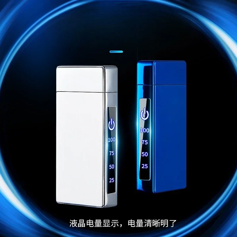 Fashionable Type-C Electronic Lighter,Smart Power Display, Touch-sensitive Dual Arc Windproof Cigarette Lighter Electric Lighter