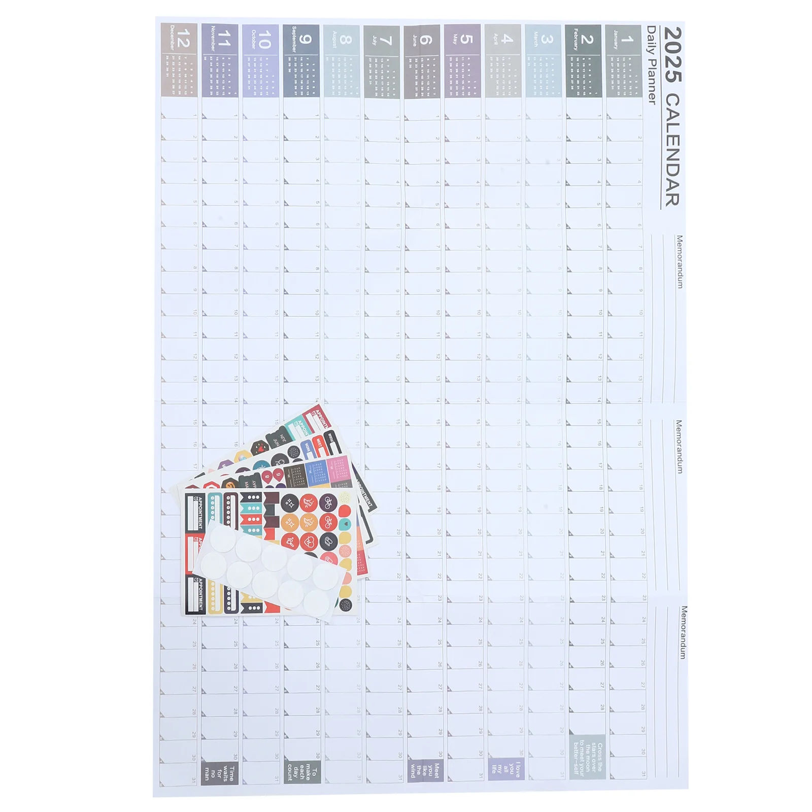 1Set 2025 Creative Wall Calendar Planner Yearly Schedule Paper Clear Printing Color Coordination Wall Calendar