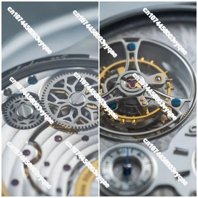 Men's Meteorite Dial Mechanical Watch Manual Tourbillon Movement Sapphire Glass Luxury Wristwatch