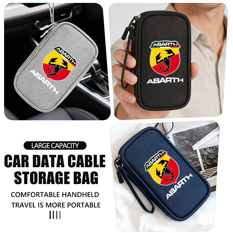 Bolsa de almacenamiento Digital portátil, organizador, bolsa de almacenamiento para cables de datos y carga de teléfono, para Abarth FIAT FR 500 Punto Ducato Palio Bravo