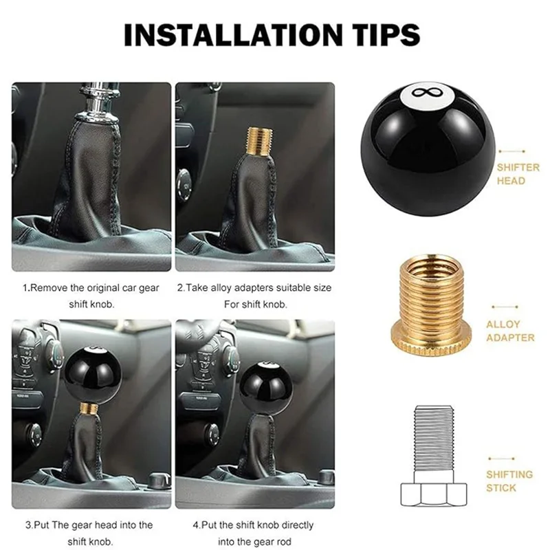 Shift Knob Black 8 Ball Billiard Acrylic Gear Shift Lever Shift Knob/Universal Fit Compatible Manual Car Transmission Accessory view 4