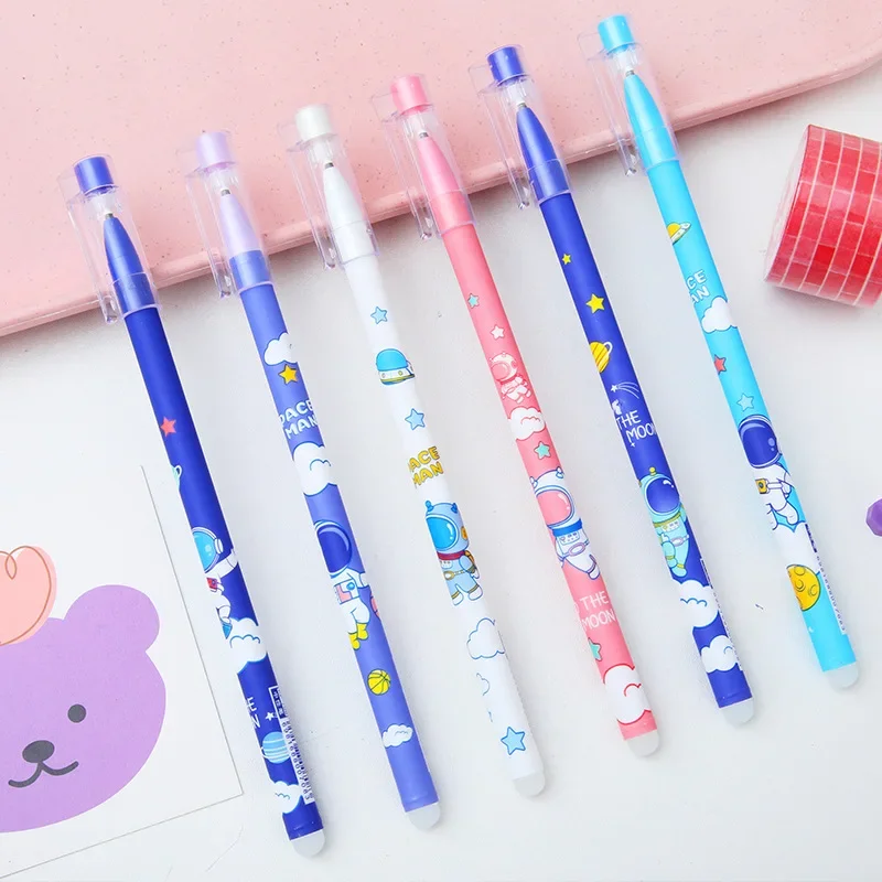 Imagem -05 - Cute Astronaut Erasable Gel Pen Desenhos Animados Espaçosos Tinta Preta Canetas Laváveis para Crianças Papelaria Escolar 0.5 mm 12 Pcs por Conjunto