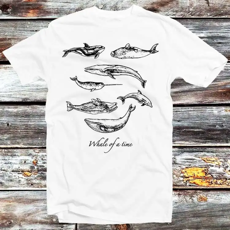 Whale of a Time ShirT T 100 Pure Soft Pima Cotton Peta Vegan 0 Packaging Recycle Nature Dolphin Sea Top B127