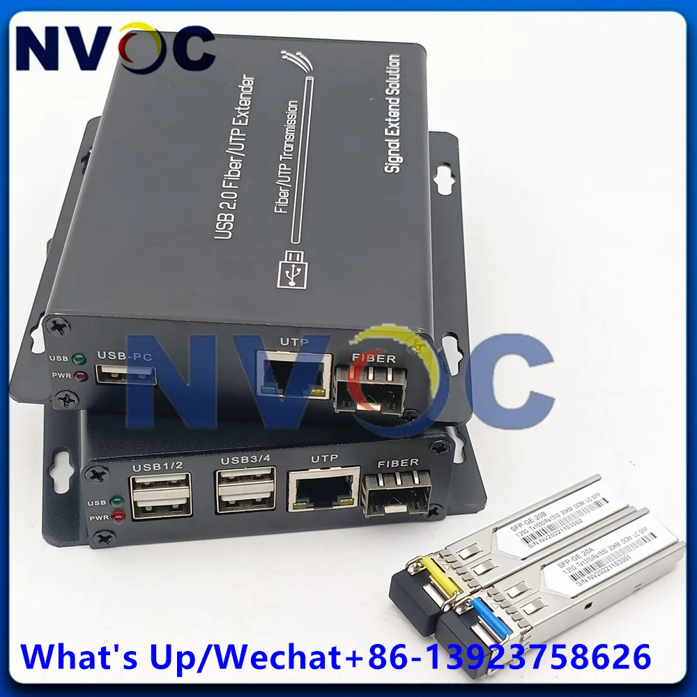 

4-Port USB 2.0 Over Fiber and 1Port 100M Ethernet UTP Extender With 1.25G SM BIDI 300M LC SFP Optical Transceiver Module