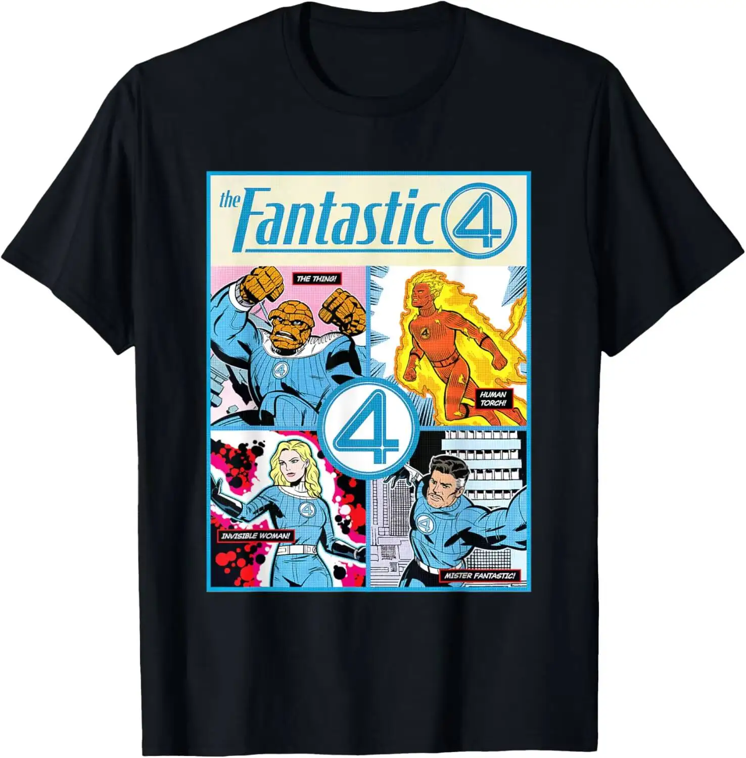 The Fantastic Four: First Steps Retro Comic Cover T-Shirt Summer Short-Sleeved Breathable Sweat-Wicking Versatile Fashion 100%