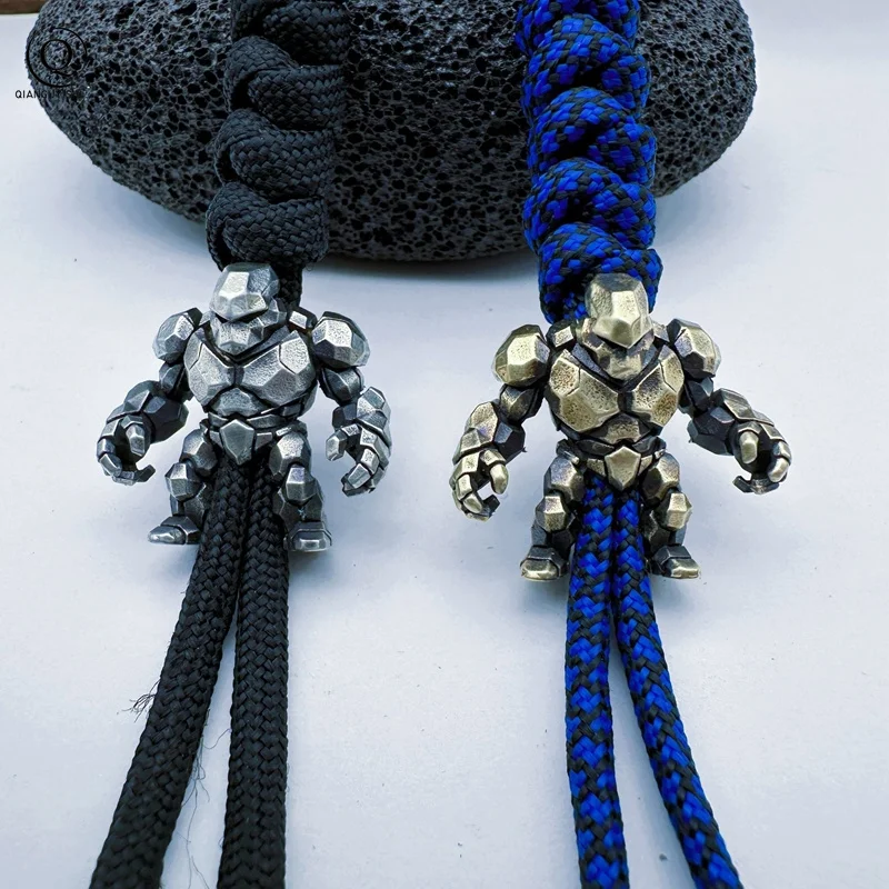 Stone Warrior Brass Knife Bead EDC DIY Paracord Woven Bracelet Lanyard Pendant Accessorie Outdoor Tool Hanging Keychain Charms ﻿