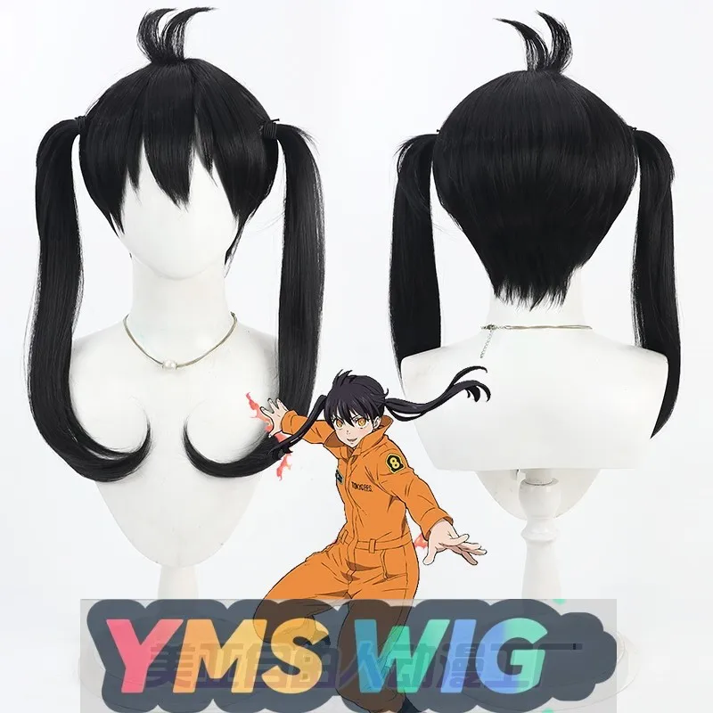 

[YMS WIG] "Fire Force Kotatsu Tamaki Косплей Парик Twin Braids Black",