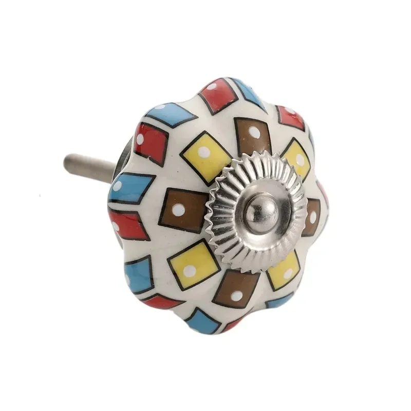 1PC Hand Painted Pumpkin Ceramic Handle Single Hole Kitchen Accessories Wardrobe Desk Shoe Cabinets Suitcase Drawer Metal Knobs