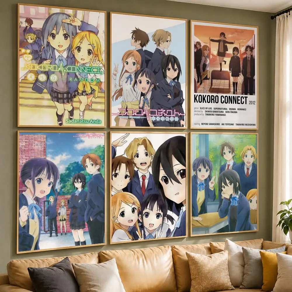 Popular Anime K-Kokoro ConnectS Poster Vintage Retro Anime Poster Stickers Peel and Stick Wall Art Home Decor