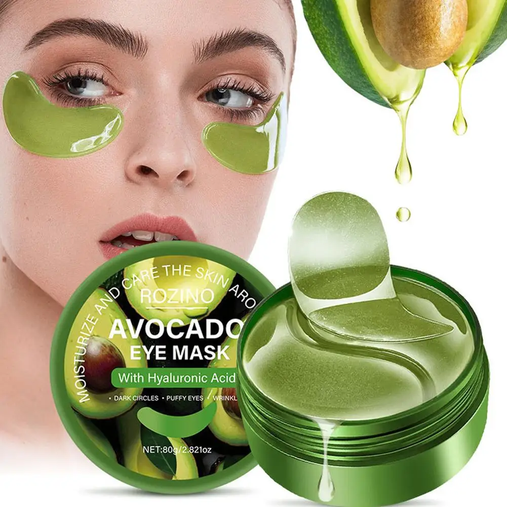 Avocado Eye Patches 60 Pcs, Moisturizing Under Eye Mask for Dark Circles, Puffiness & Dryness Hydrating Nourishing Eye Skin Care