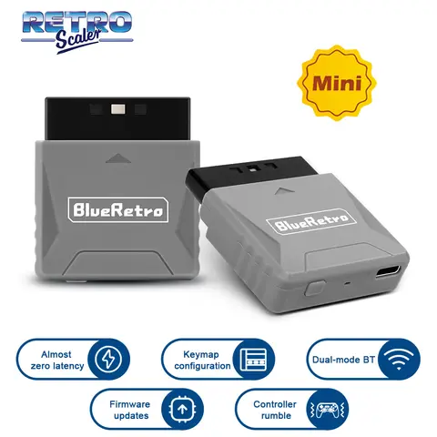 Retroscaler mini adaptador receptor blueretro para ps1 ps um ps2 compatível com 8bitdo ps4 ps5 xbox série x controlador sem fio