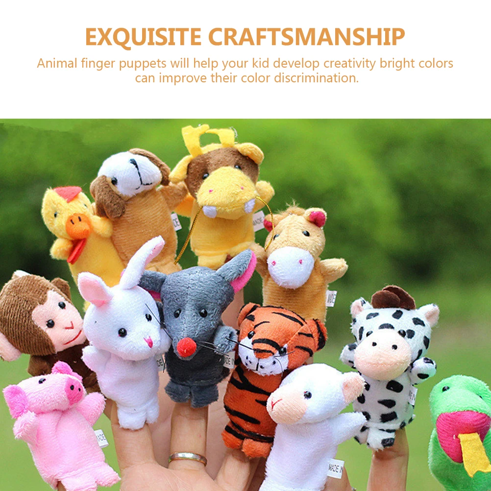 12 個の干支指人形愛らしい耐摩耗性子供向けストーリーテリングファミリータイムハンドパペットプレイ動物ポータブル明るい