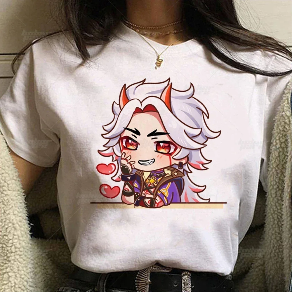 Cute Hutao Online Game Genshin Impact Women Funny Cartoon T-shirt Comic Tee Girls Japanese Two-dimensional Tops 2000s Clothes