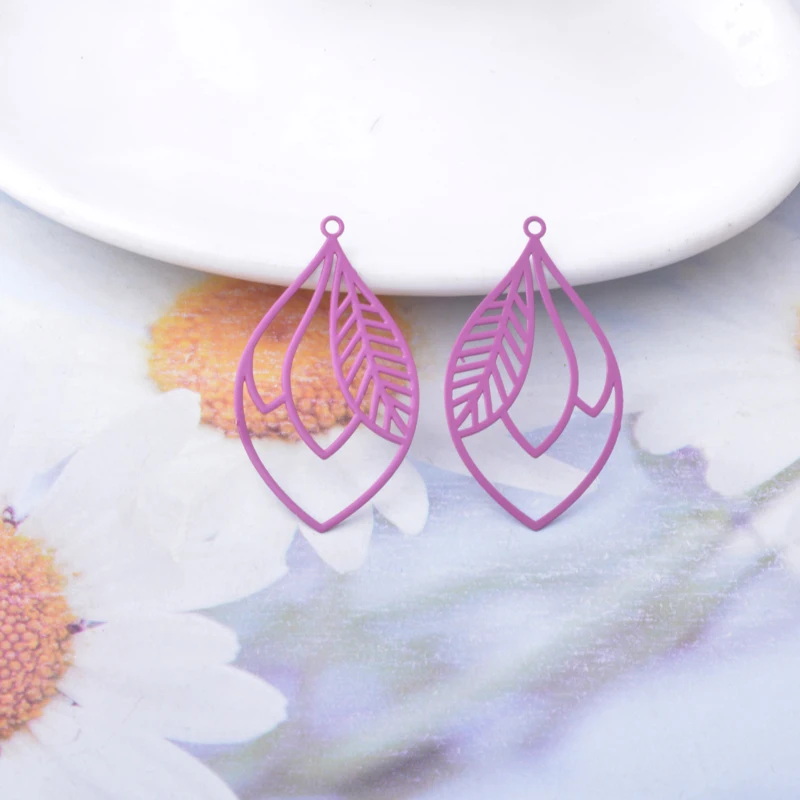 30 Stück AB8687 Messingblätter Schmuckanhänger DIY Damen Ohrring Halskette Zubehör – Detail 9