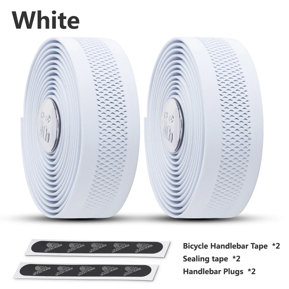 Hollow Road Cycling Handlebar Tapes Bike Handlebar Tape PU+EVA Bicycle Anti-slip Shockproof Bar Wraps Fixing Straps White/Black
