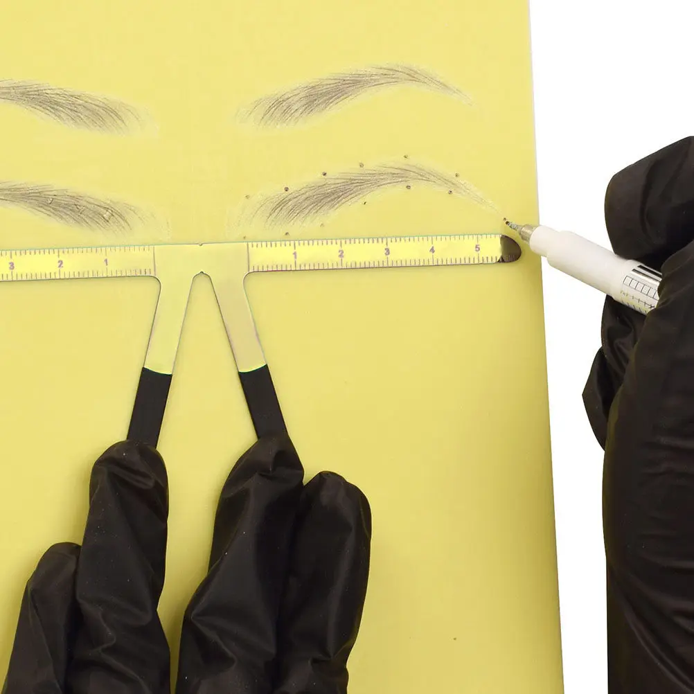 Premium Stainless Steel Eyebrow Ruler with Clear Scale Markings for Easy Measurement Triangle Shape Design High Durability