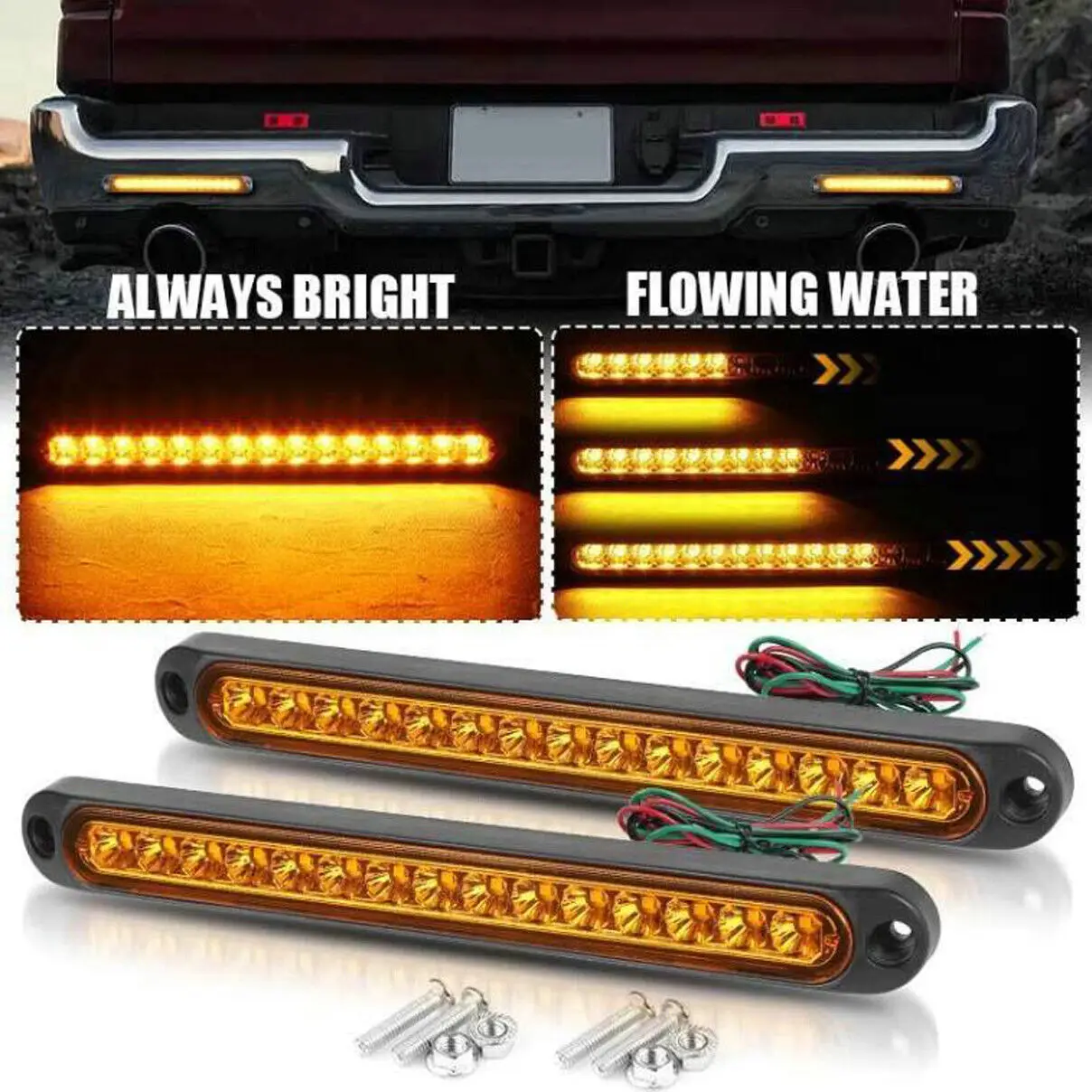 

2PCS LED Flowing Tail Light Car Lorry Brake Light Truck Turn Signal Lamp Warning 12V 24V Trailer Rear Taillight Accessories