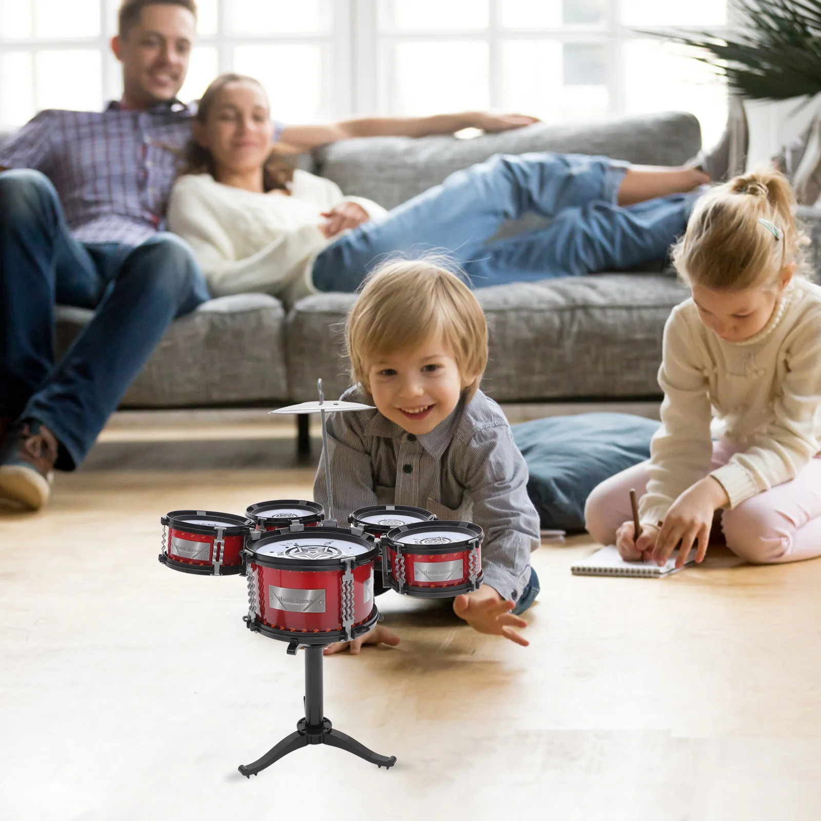 1 قطعة مجموعة طبلة الاطفال 5 الطبول البراز الأحمر التعليمية لا مادة ضارة رائع الصوت قرع صغير مجموعة الموسيقى التعليم