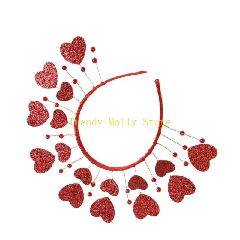 N5KB 장미 판매 발렌타인 데이 하트 헤드 드레스 글리터 헤드웨어를위한 하트 하트
