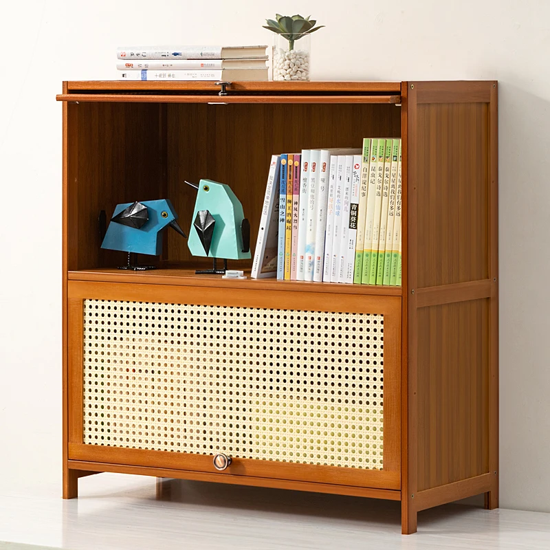 Bamboo Simple Book Shelf for Kids Multi-functional Floor Good Looks Bookshelf Living Room Breathable Door Shelves Furniture