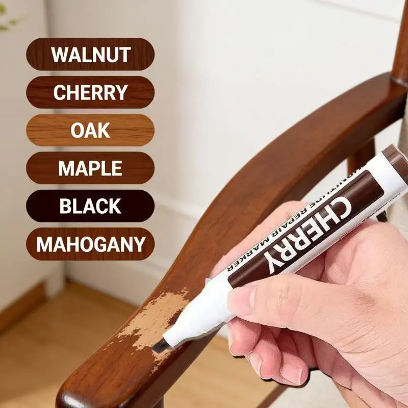 6pcs Furniture Repair Marker Pens Set Oak Maple Walnut Cherry Black Mahogany -for Crafting And DIY Projects