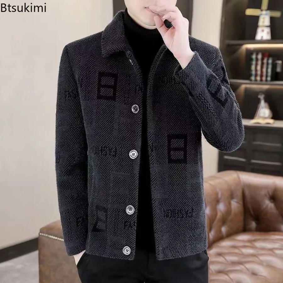 2025 Men's Sweater Jacket Autumn Winter Cold Coat Fleece Cardigan Soft Jumpers Turtleneck Warm Quality Outerwear Male Jackets