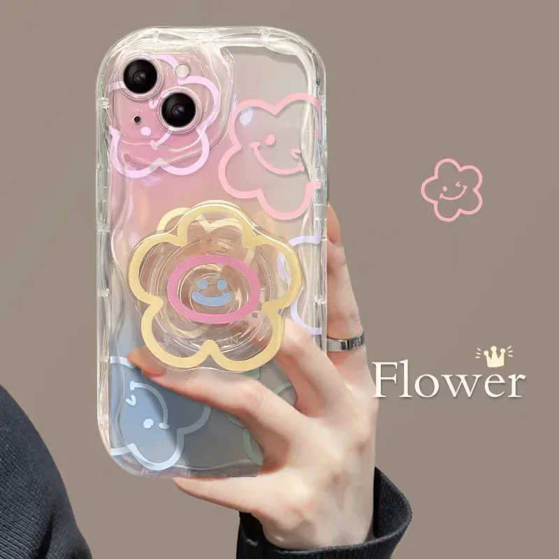 Case for Samsung Galaxy S24 Ultra A54 A55 A24 A33 A34 A35 A30 A20 A31 A32 A50 A50S A51 A52 A53 Soft Clear TPU Cover Flower Chain