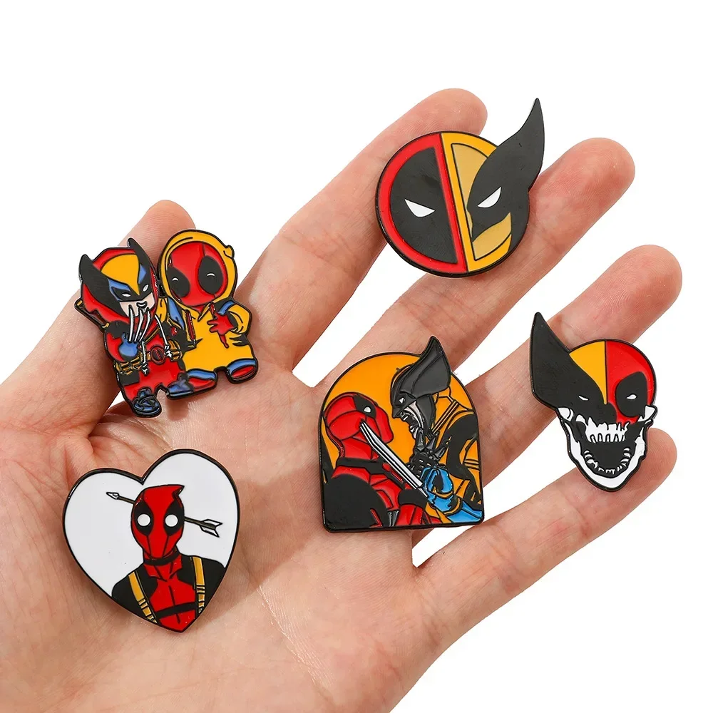 New Marvel Movie Deadpool and Wolverine Metal Enamel Pin Creative Cartoon Anime Badge Clothes Brooch Backpack Accessories Gifts