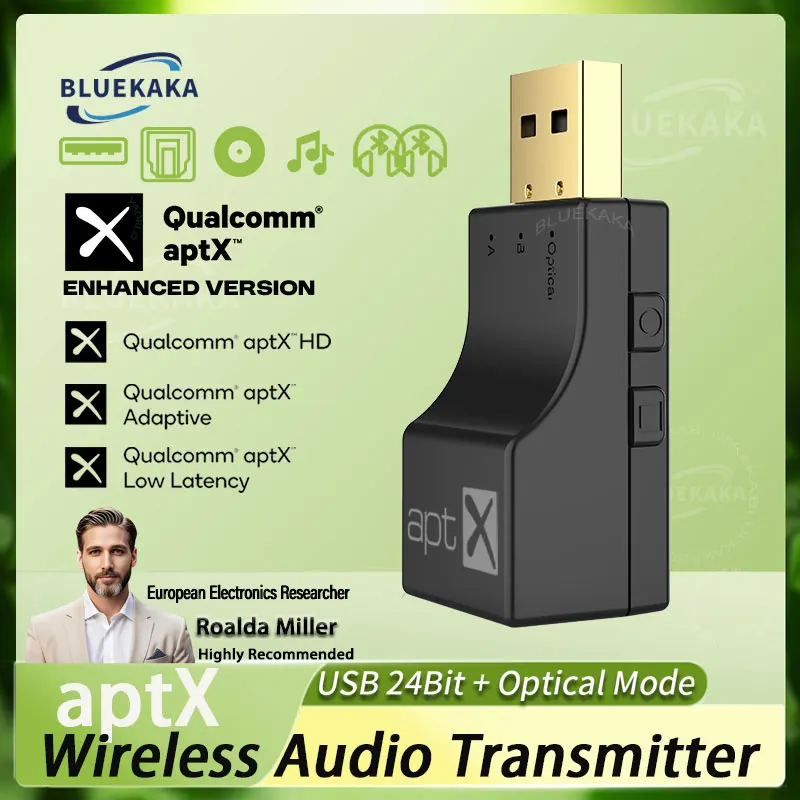 Transmetteur audio Bluetooth 5.4 à fibre optique SW03 Pro APTX USB, adaptateur sans fil Hi-Fi stéréo multipoint double flux aptX-Adaptive/HD/LL pour TV, PC, ordinateur portable, PS4/3, Xbox Series