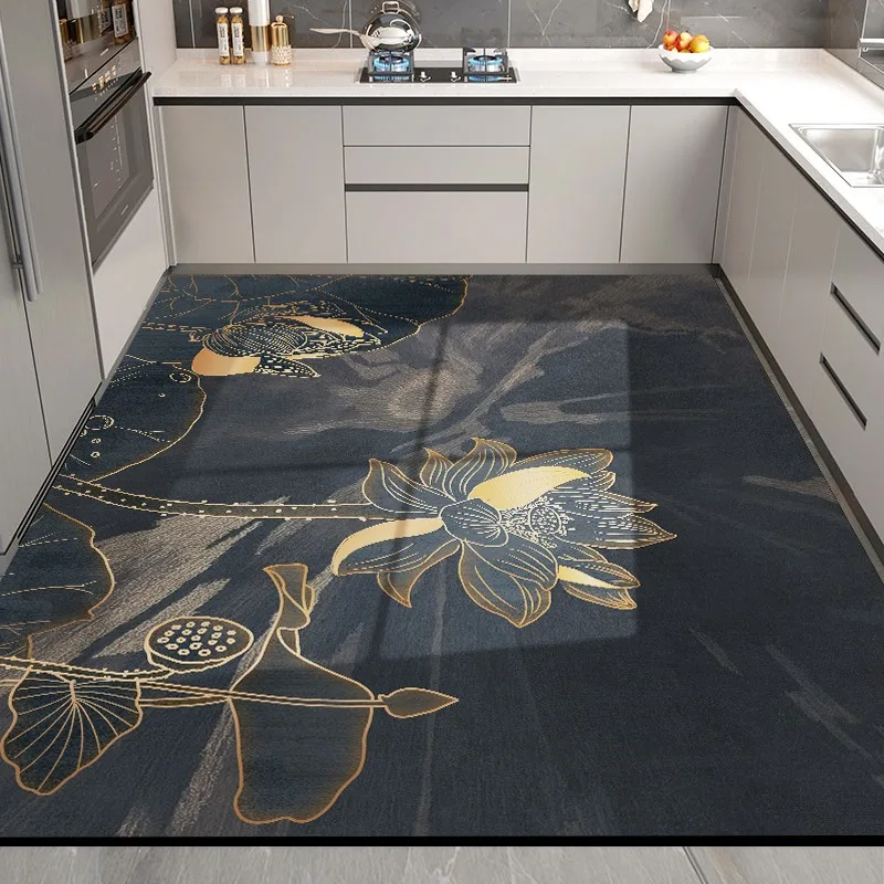 Retro Kitchen Floor Mat PVC Waterproof Oil-proof Wipeable Washable Soft Mat Non-slip Stain-resistant Balcony Mat Ковер Tapis 러그