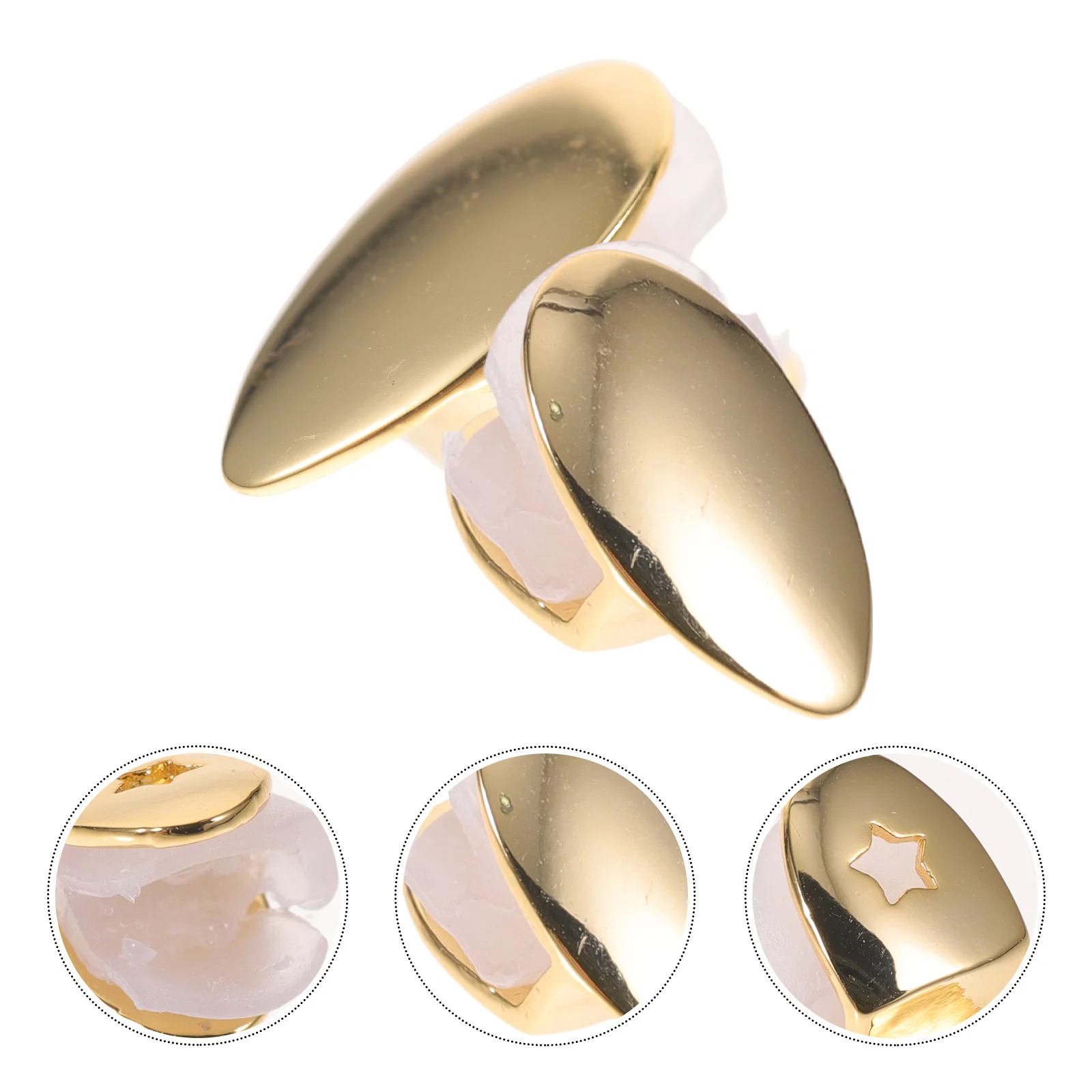 2 szt. Hip Hop Grill na Zęby Premium z Miedzi, Imitacja Grillu na Zęby, Błyszcząca Biżuteria na Usta, Dekoracyjny Grill na Zęby na Rap Party, Cosplay