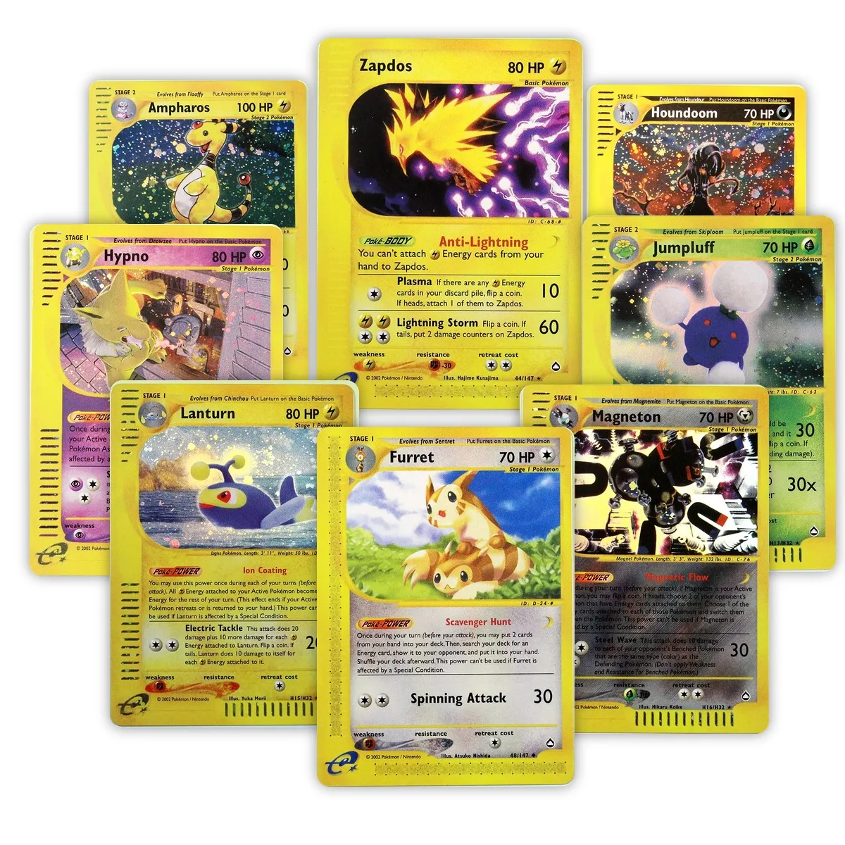 PKM Proxy Aquapolis(AQ) Zapdos Holo & Non-Holo Rare Collection Cards, PTCG Gifts Toys