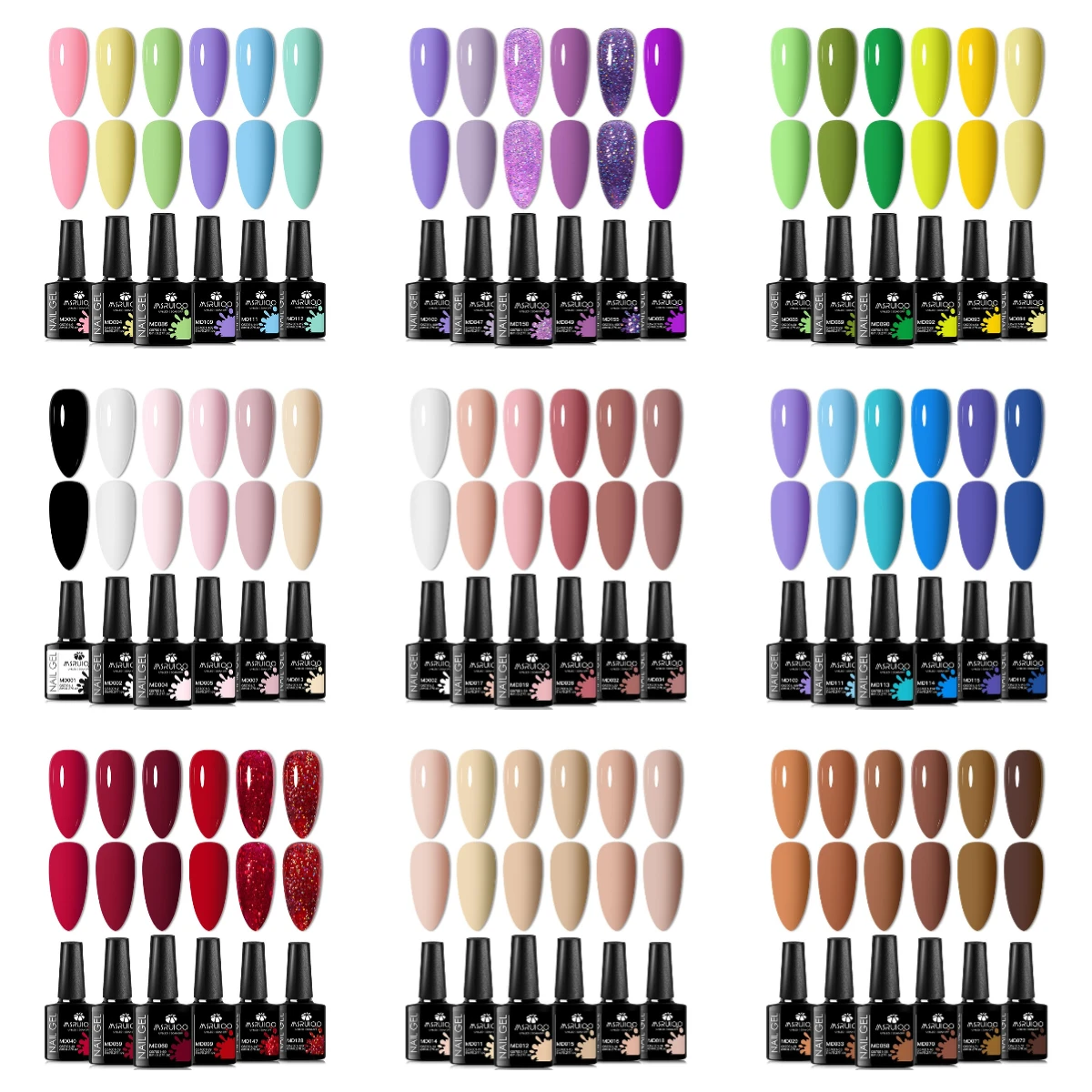 Juego de Esmalte de uñas de Gel para todas las estaciones, Kits de Esmalte de Gel UV semipermanente con purpurina, color nude, rosa y rojo, todo para manicura, 6 uds.