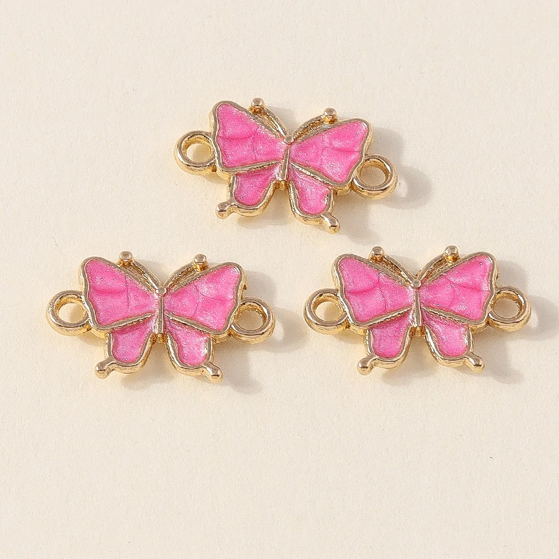 Leslie 10pcs/lot Colorful Mini Butterfly Charm Pendant Connector for Bracelet Necklace DIY Jewelry Making Small Butterfly Charms