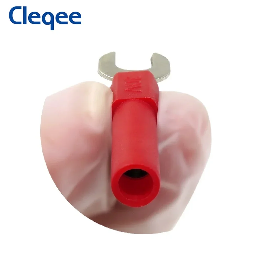 Cleqee P4003 10PCS 6mm Width Spade Plug U&Y Type Insert Harpoon to 4mm Banana Plug Connector 5 Colors